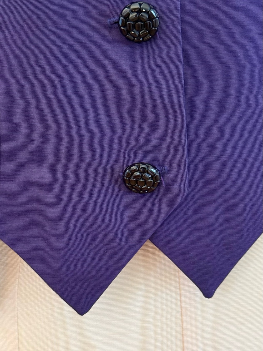VTG Le Chateau Purple Figure Fitted Sheer Sleeves Top - Picture 5 of 13
